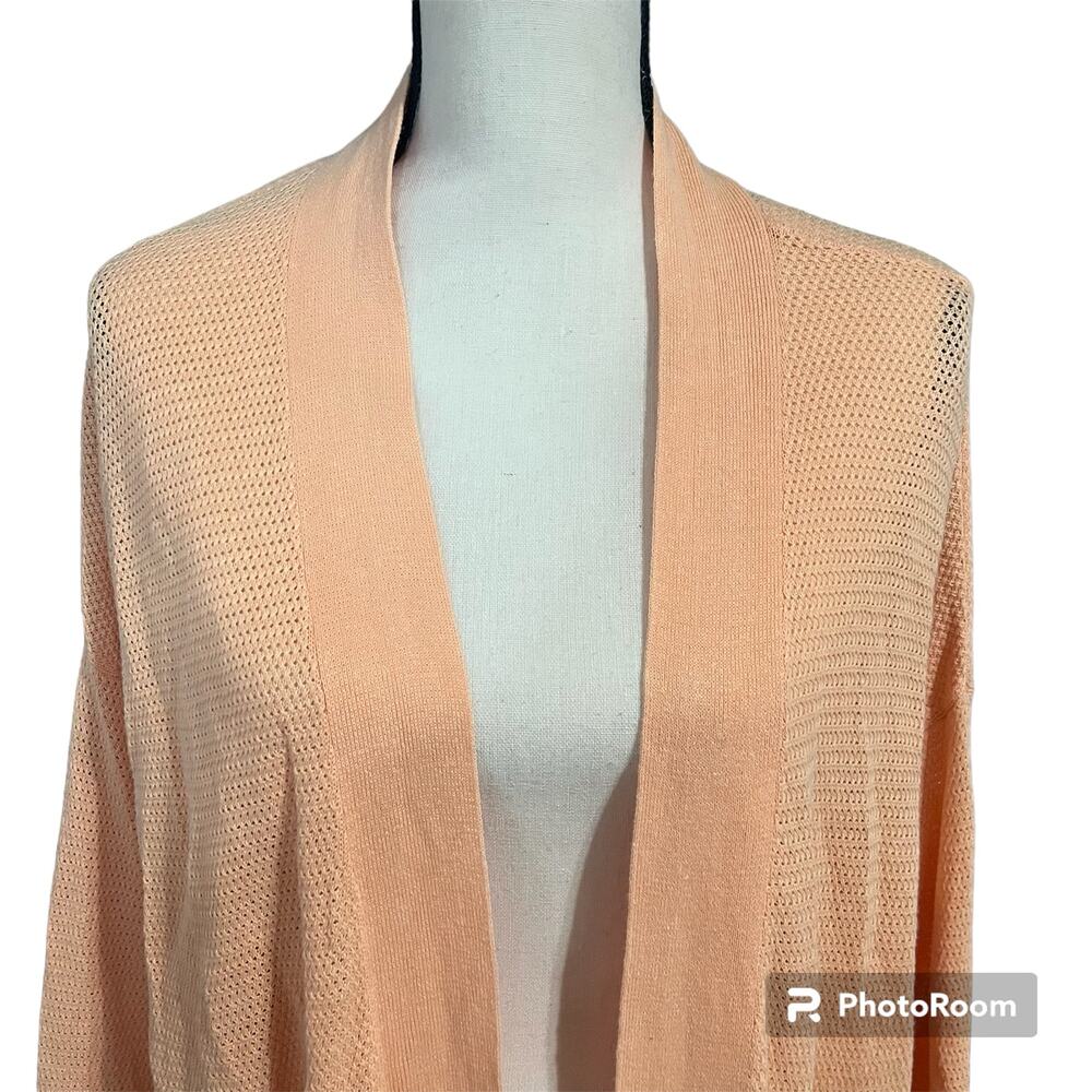 Chico's Women's Beachy Orange Cotton Linen Blend Open Knit Cardigan Sz 3 Sz XL - Picture 2 of 5
